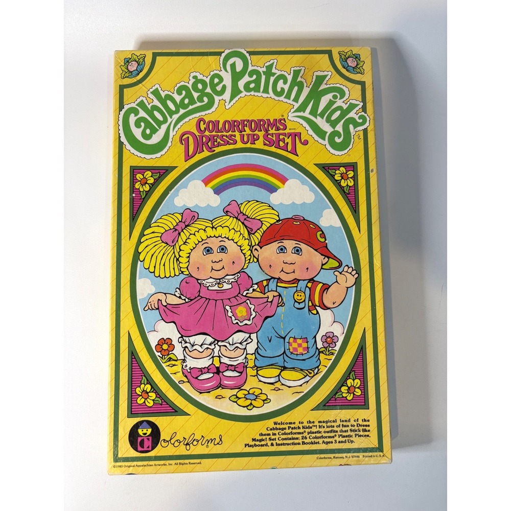 Vintage 1983 Cabbage Patch Kids Colorforms Dress Up Set Retro 80s Toy